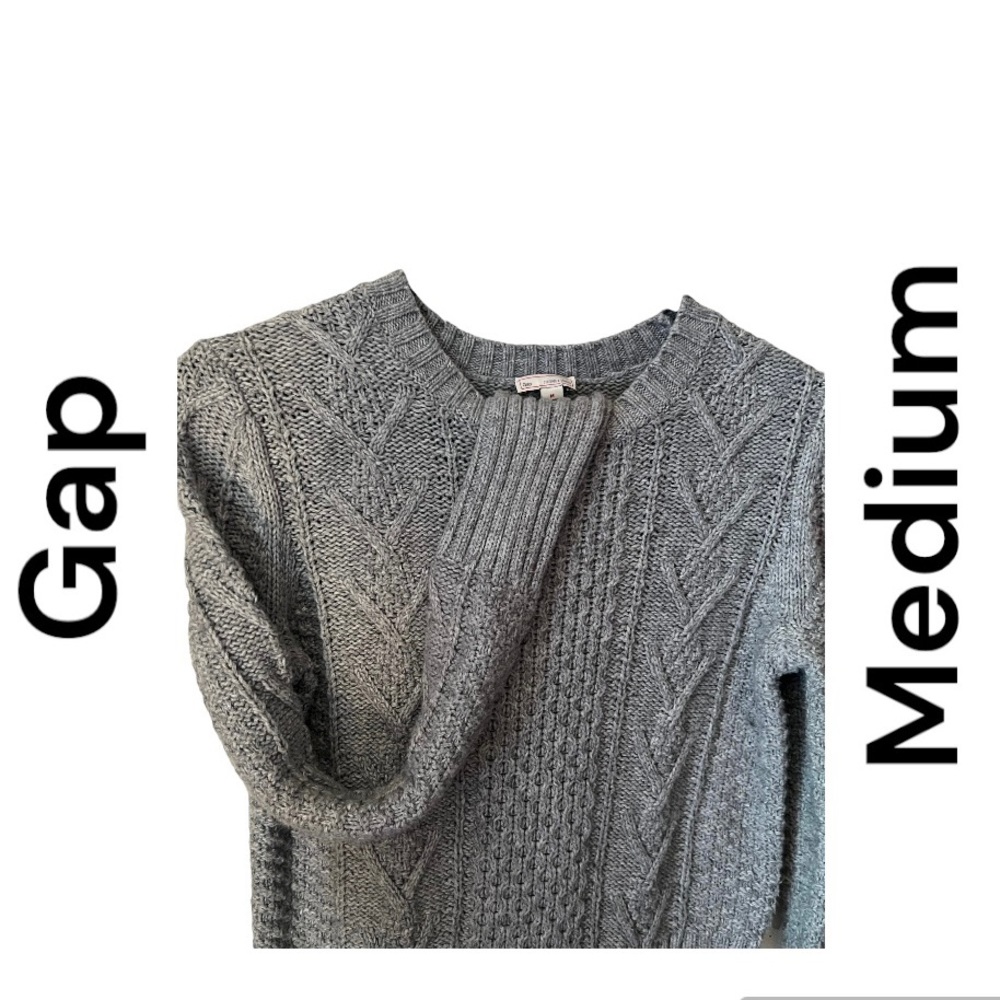 Gap, Gray Cableknit, Sweater, Medium - image 3
